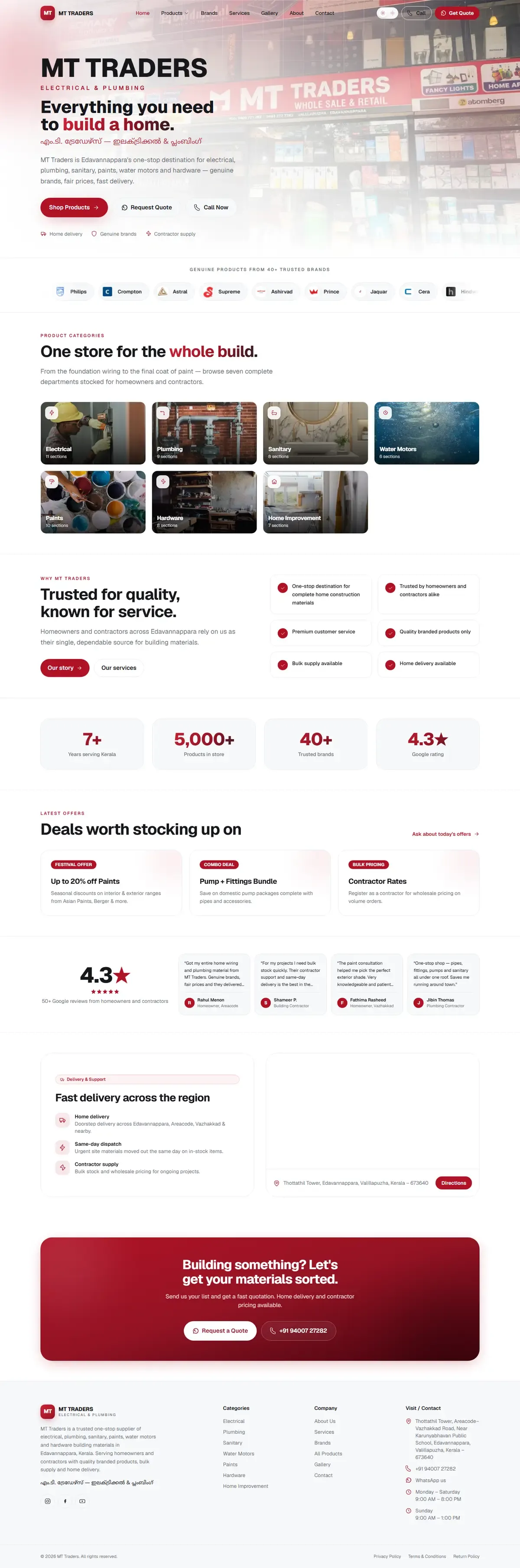 Full page of the MT Traders website on desktop