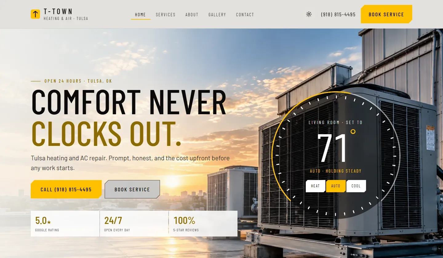 The T-Town HVAC website